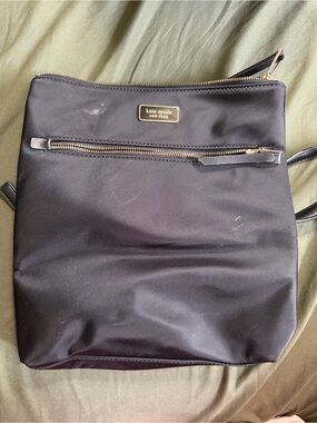 kate spade black nylon backpack crossbody with gold hardware